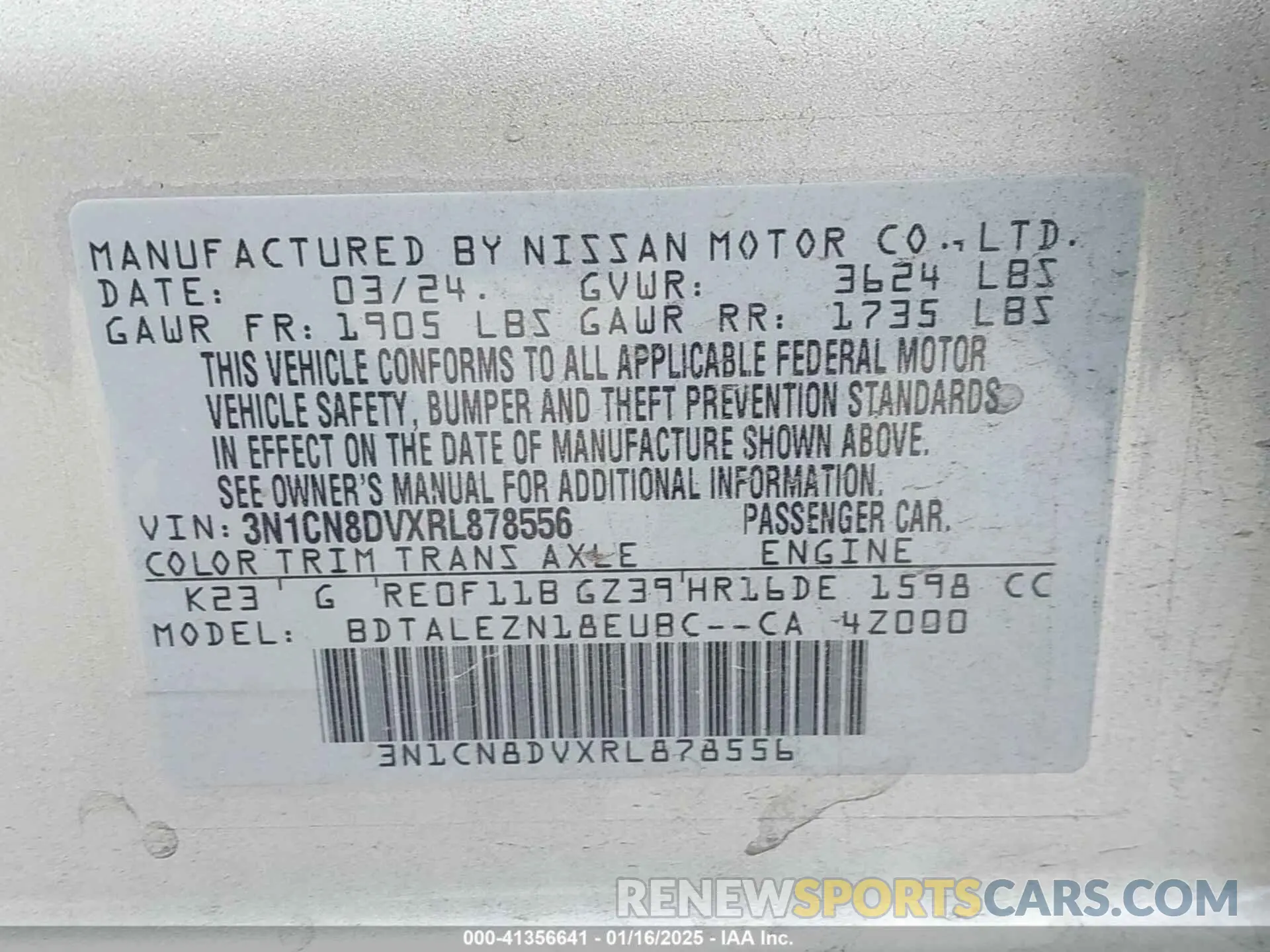 9 Photograph of a damaged car 3N1CN8DVXRL878556 NISSAN VERSA 2024