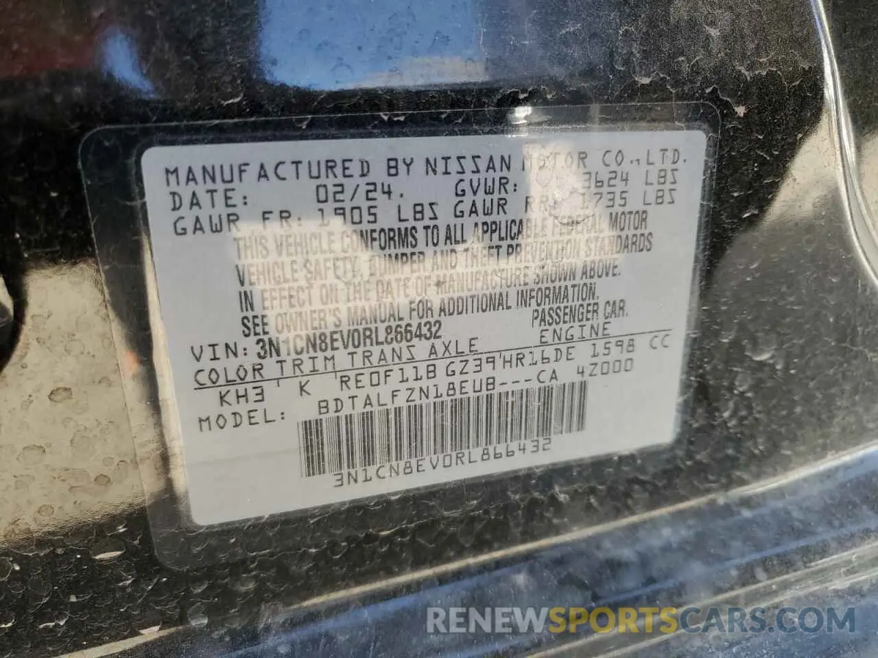 12 Photograph of a damaged car 3N1CN8EV0RL866432 NISSAN VERSA 2024