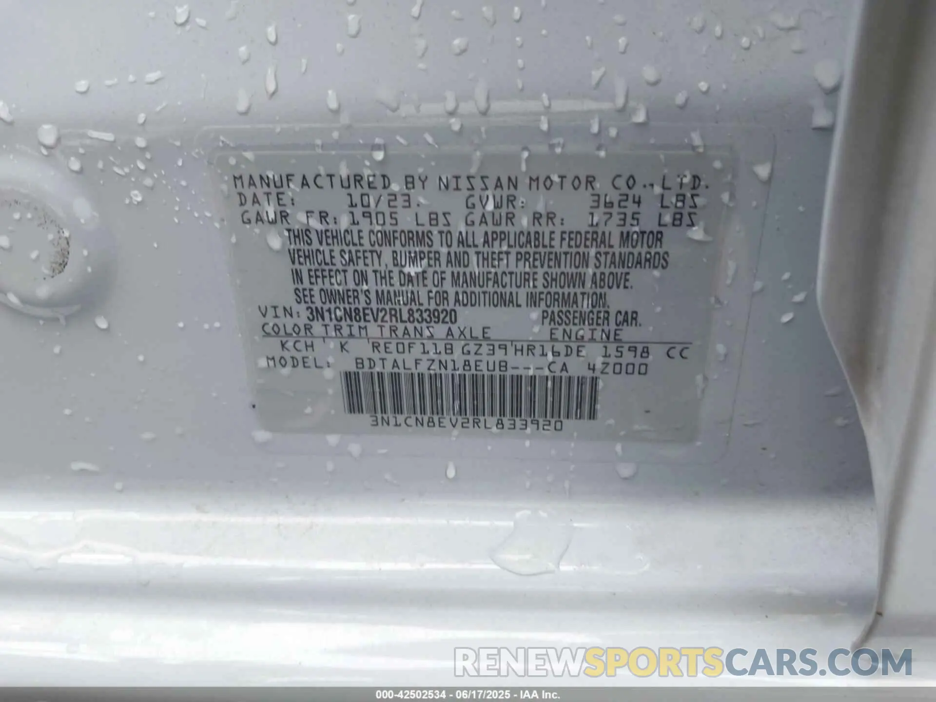 9 Photograph of a damaged car 3N1CN8EV2RL833920 NISSAN VERSA 2024