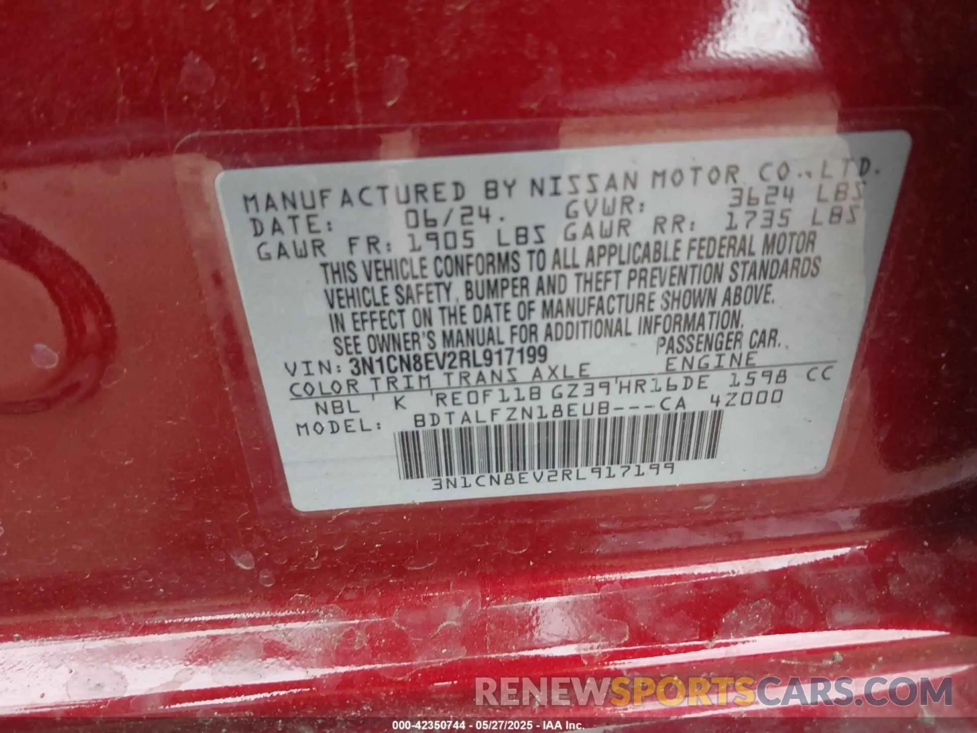 9 Photograph of a damaged car 3N1CN8EV2RL917199 NISSAN VERSA 2024