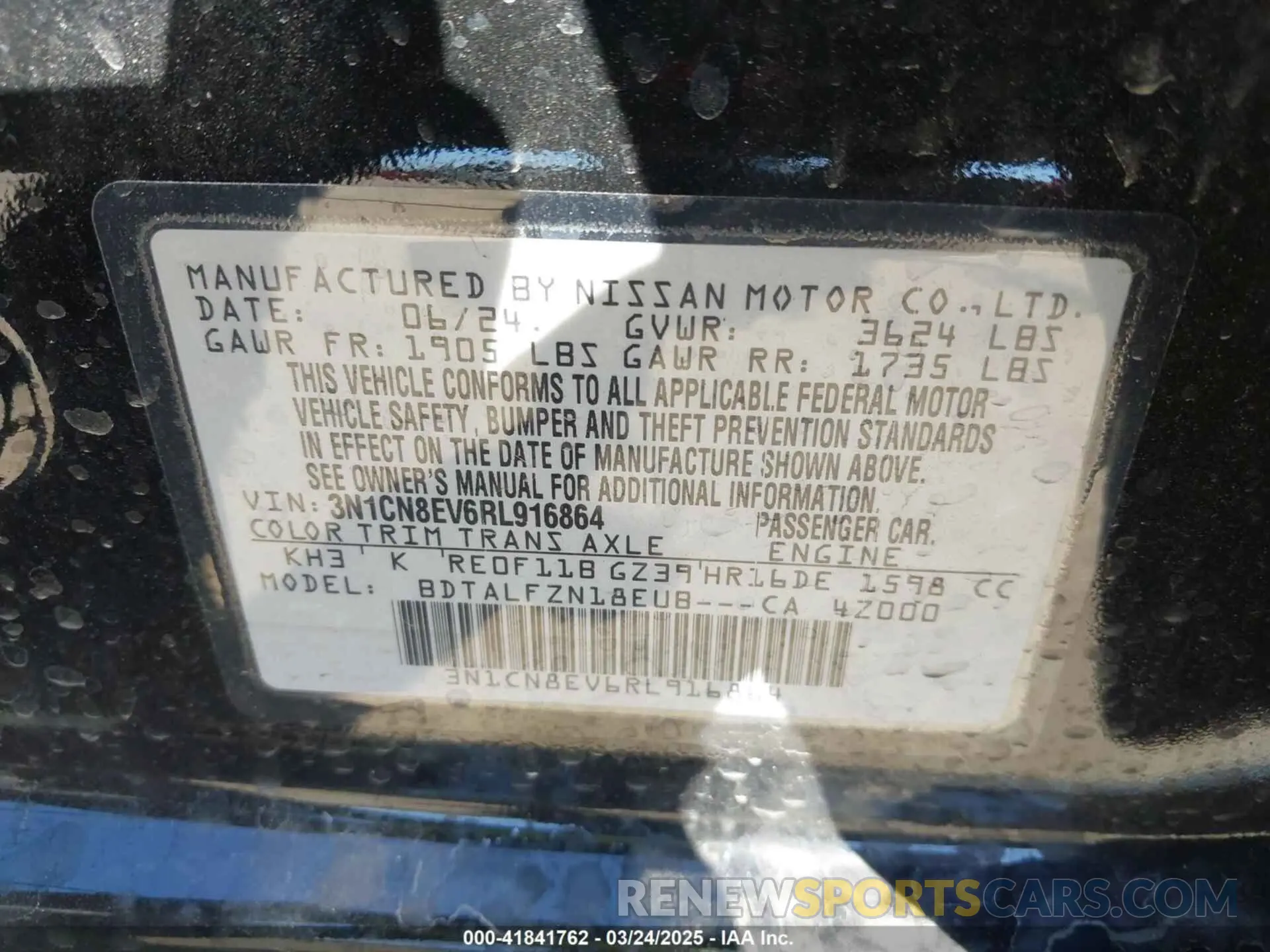 9 Photograph of a damaged car 3N1CN8EV6RL916864 NISSAN VERSA 2024