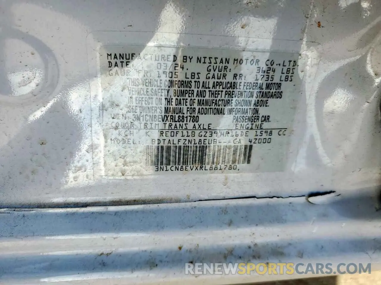12 Photograph of a damaged car 3N1CN8EVXRL881780 NISSAN VERSA 2024