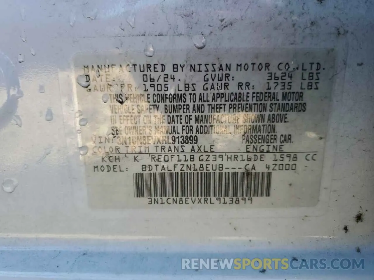 13 Photograph of a damaged car 3N1CN8EVXRL913899 NISSAN VERSA 2024
