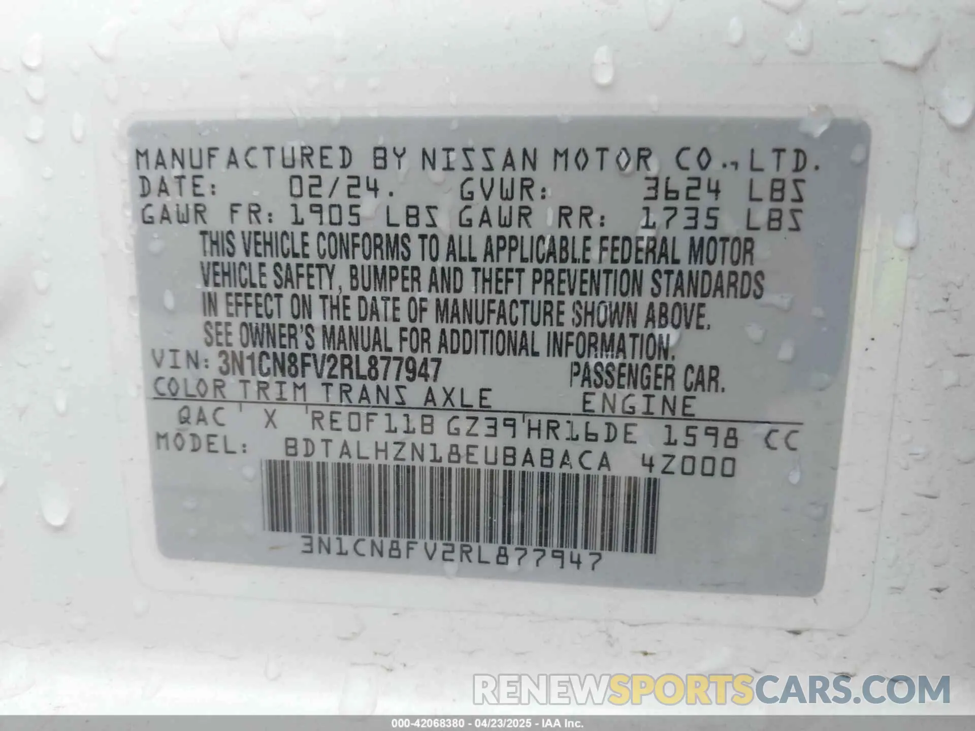 9 Photograph of a damaged car 3N1CN8FV2RL877947 NISSAN VERSA 2024