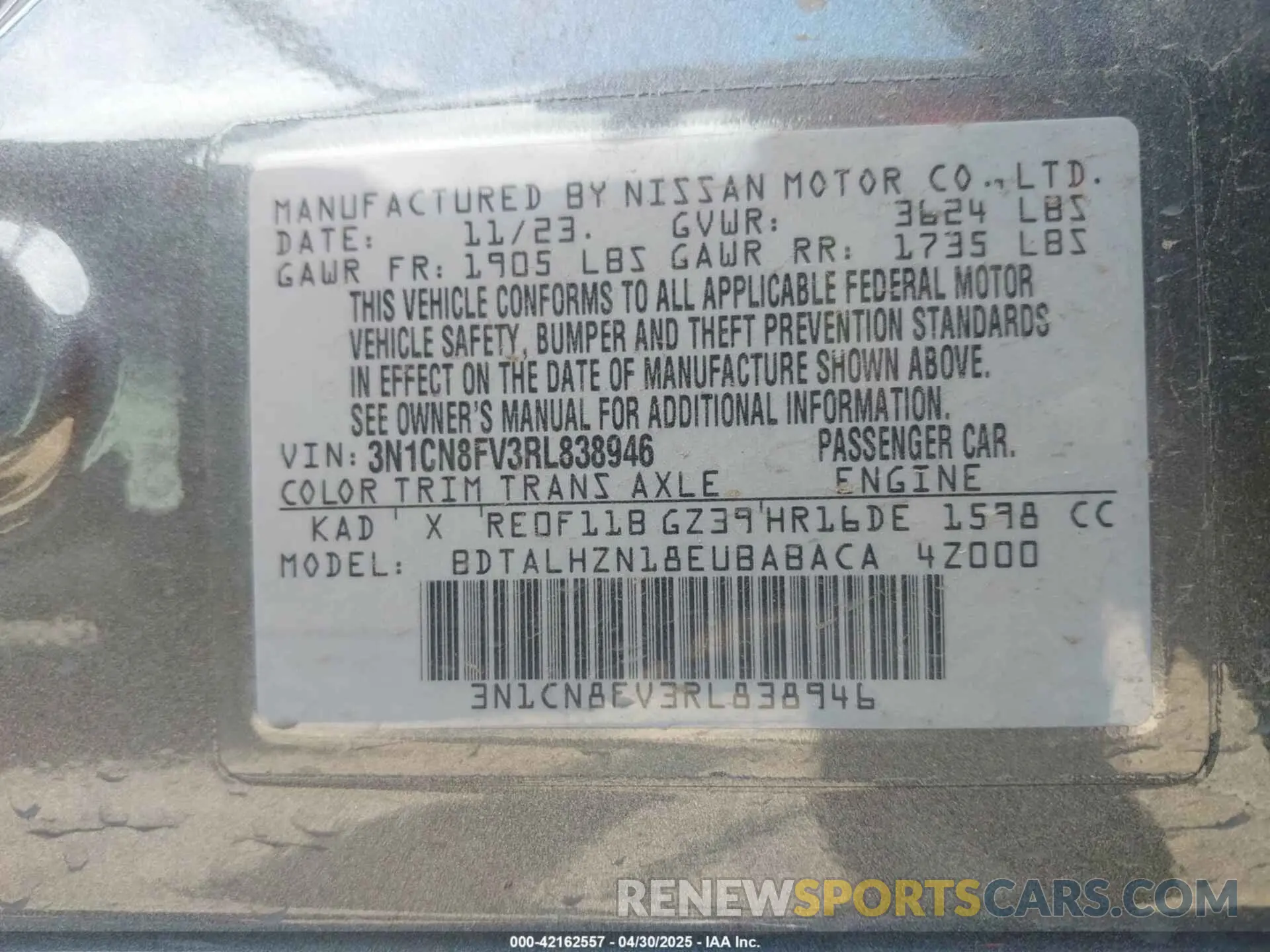 9 Photograph of a damaged car 3N1CN8FV3RL838946 NISSAN VERSA 2024