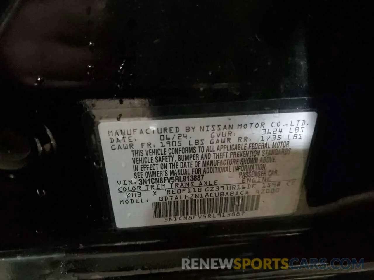 12 Photograph of a damaged car 3N1CN8FV5RL913887 NISSAN VERSA 2024