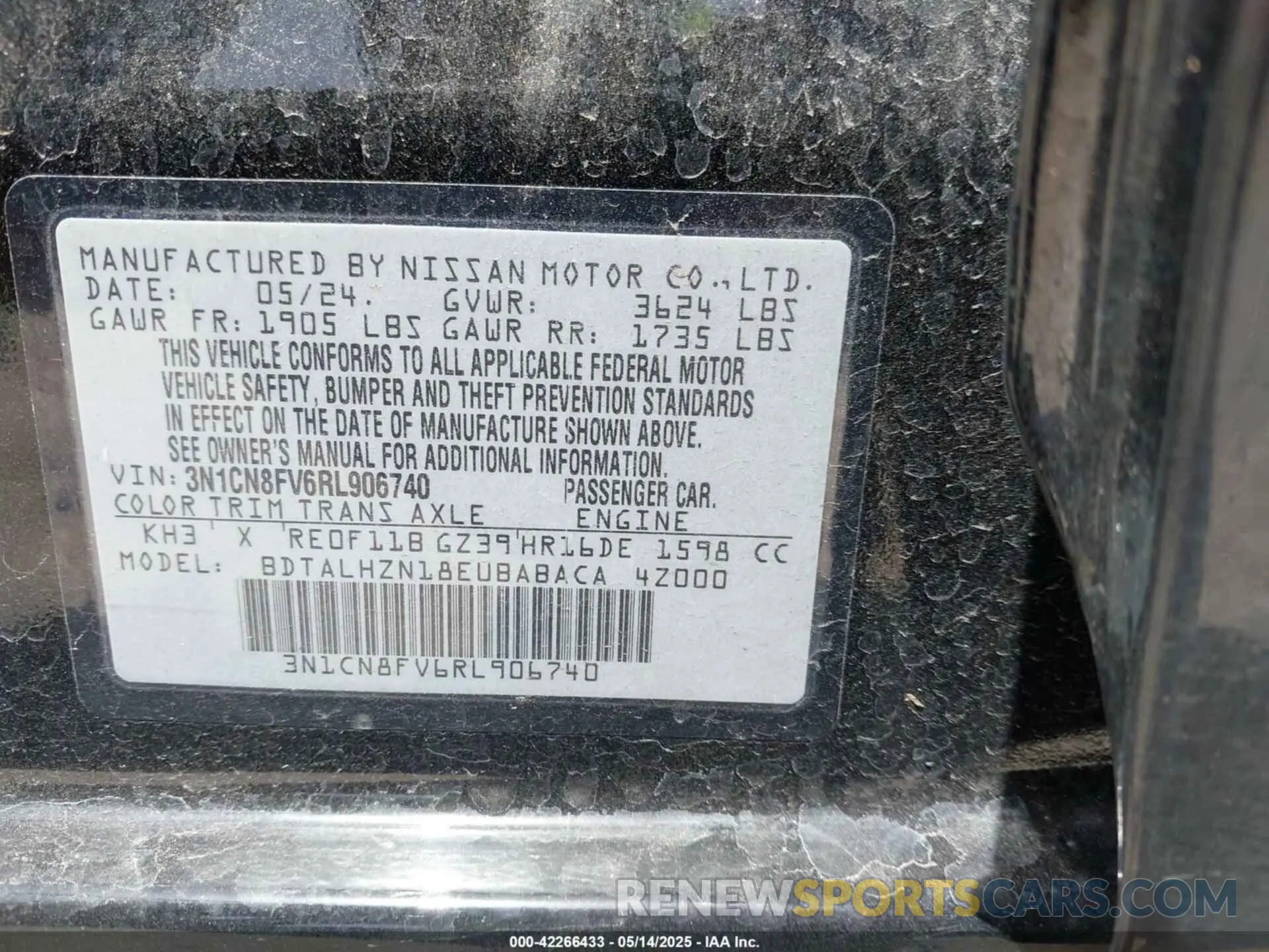 9 Photograph of a damaged car 3N1CN8FV6RL906740 NISSAN VERSA 2024