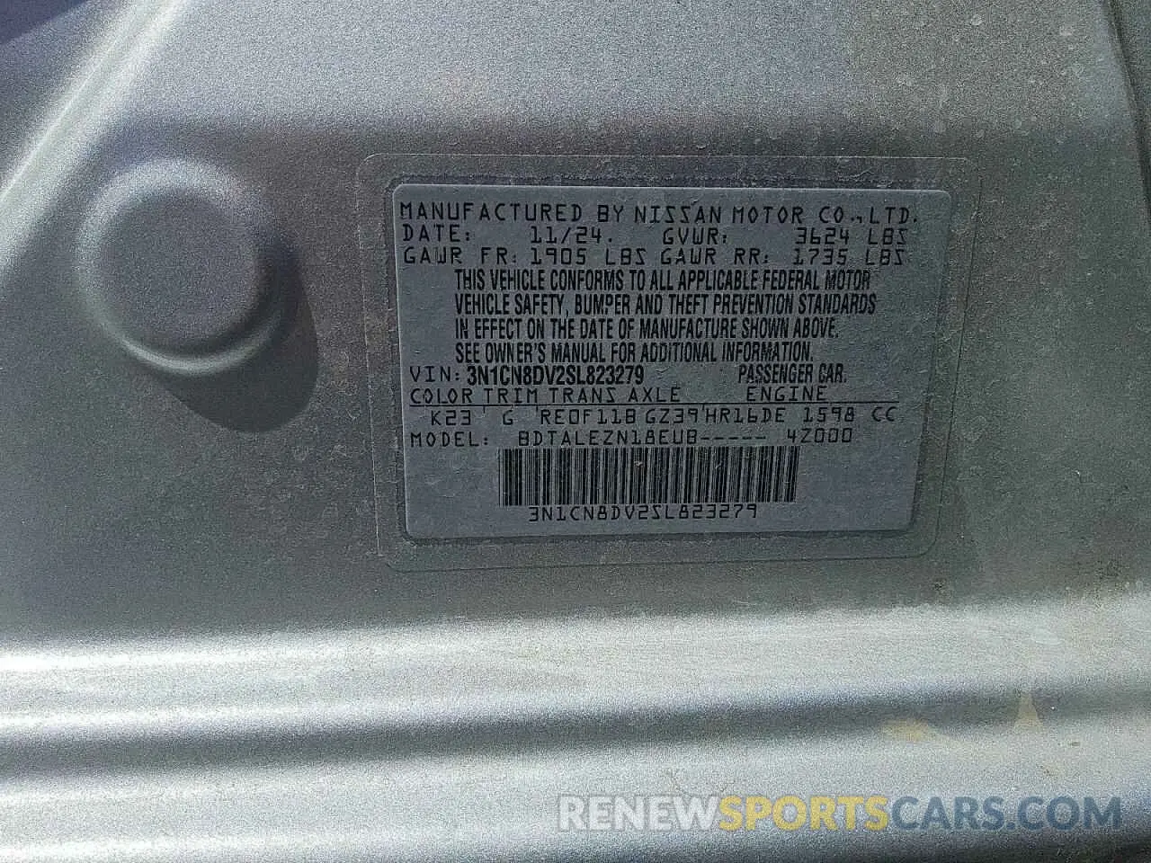 12 Photograph of a damaged car 3N1CN8DV2SL823279 NISSAN VERSA 2025