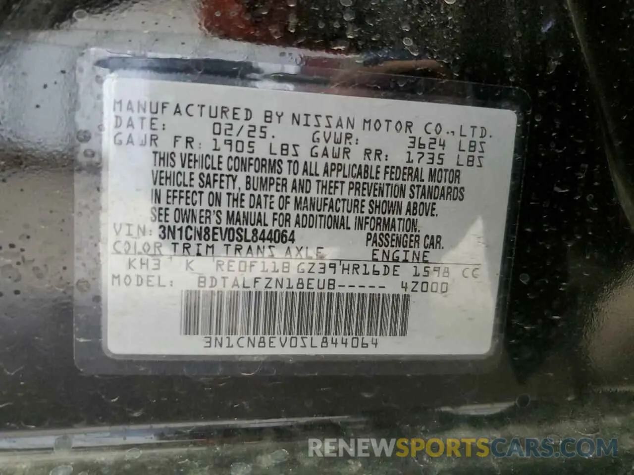 12 Photograph of a damaged car 3N1CN8EV0SL844064 NISSAN VERSA 2025
