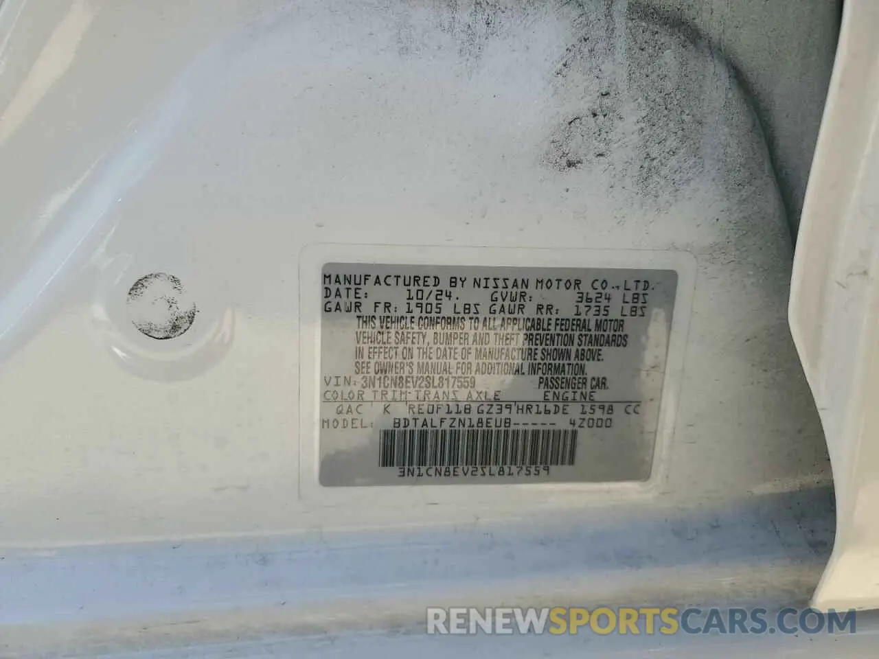 13 Photograph of a damaged car 3N1CN8EV2SL817559 NISSAN VERSA 2025