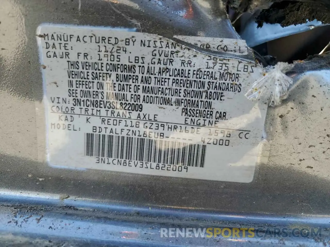 12 Photograph of a damaged car 3N1CN8EV3SL822009 NISSAN VERSA 2025