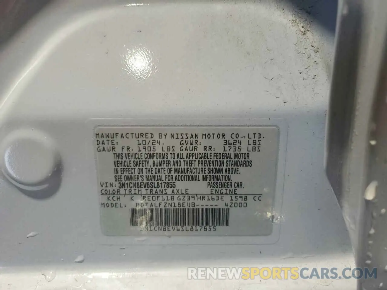 12 Photograph of a damaged car 3N1CN8EV6SL817855 NISSAN VERSA 2025