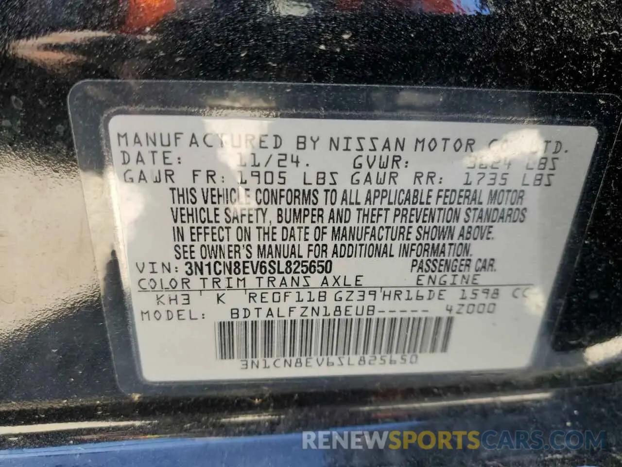 12 Photograph of a damaged car 3N1CN8EV6SL825650 NISSAN VERSA 2025