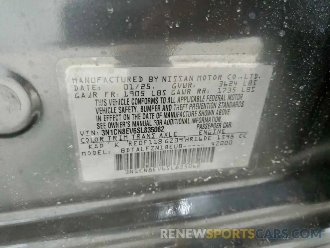 12 Photograph of a damaged car 3N1CN8EV6SL835062 NISSAN VERSA 2025