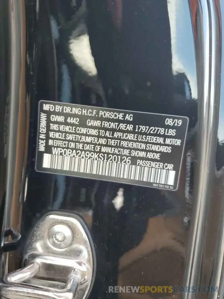 13 Photograph of a damaged car WP0BA2A99KS120126 PORSCHE 911 2019