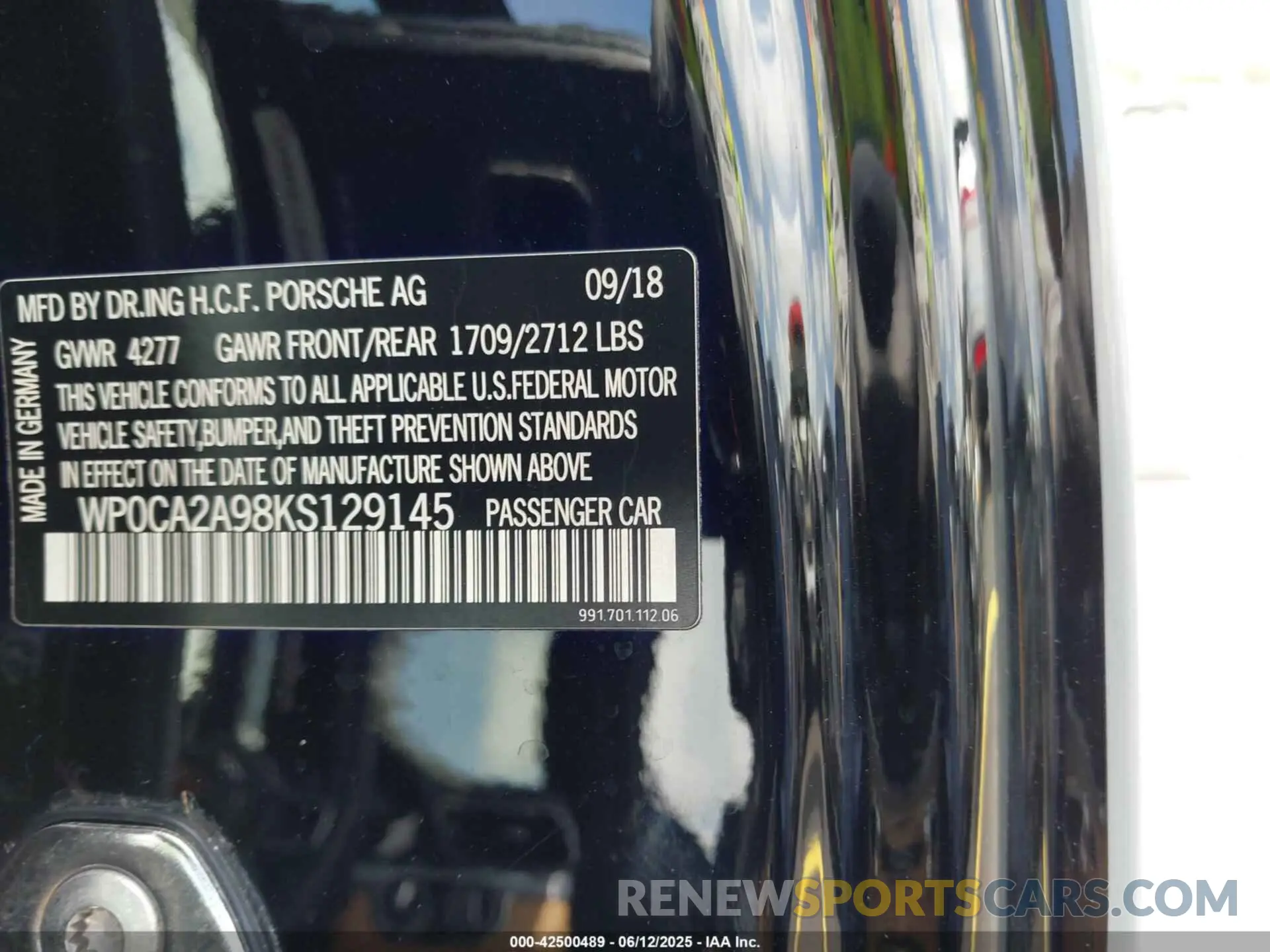9 Photograph of a damaged car WP0CA2A98KS129145 PORSCHE 911 2019
