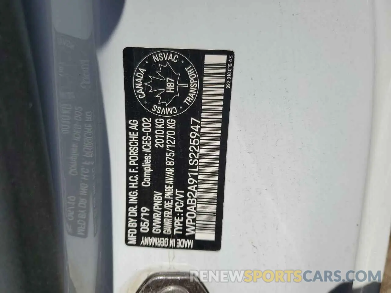 13 Photograph of a damaged car WP0AB2A91LS225947 PORSCHE 911 2020