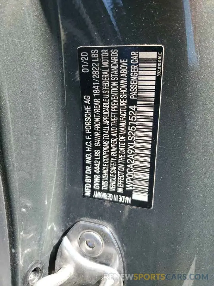 13 Photograph of a damaged car WP0CA2A9XLS251524 PORSCHE 911 2020