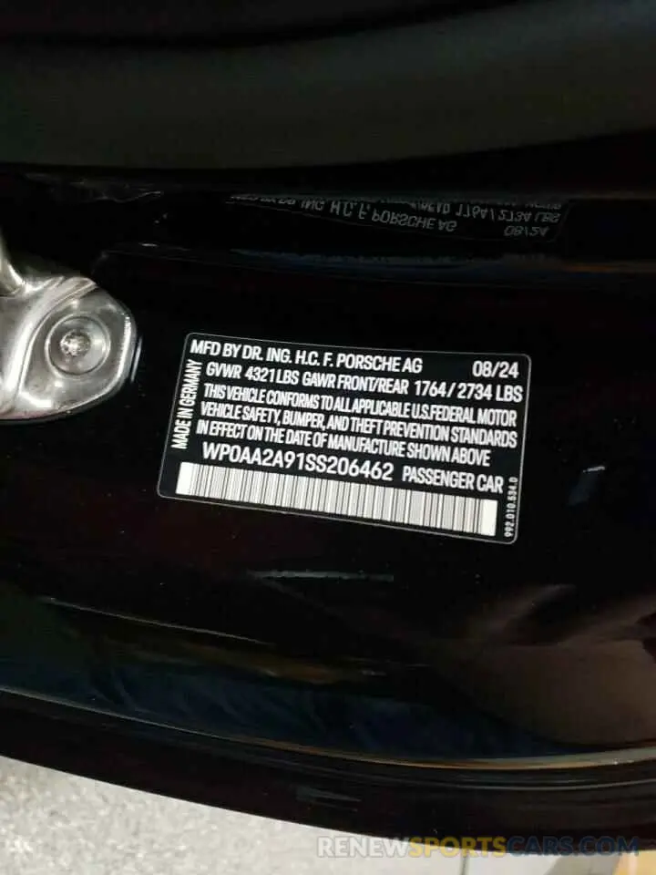 12 Photograph of a damaged car WP0AA2A91SS206462 PORSCHE 911 2025