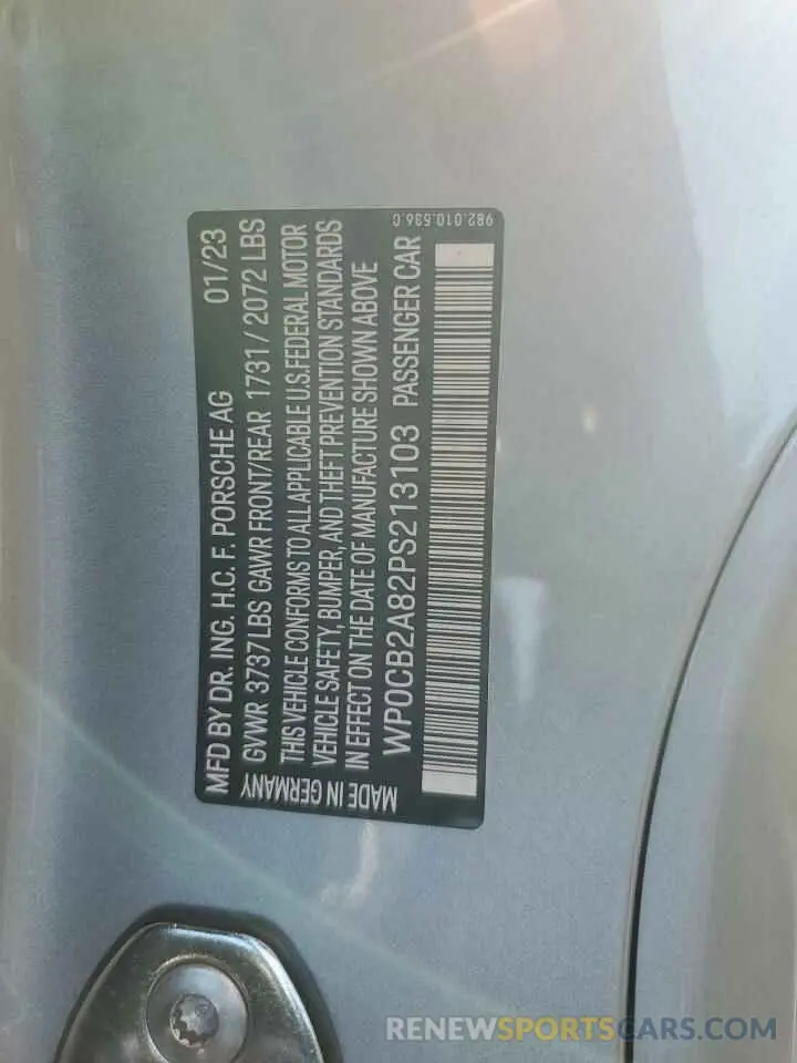 13 Photograph of a damaged car WP0CB2A82PS213103 PORSCHE BOXSTER 2023