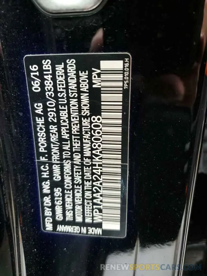 12 Photograph of a damaged car WP1AA2A24HKA80608 PORSCHE CAYENNE 2017
