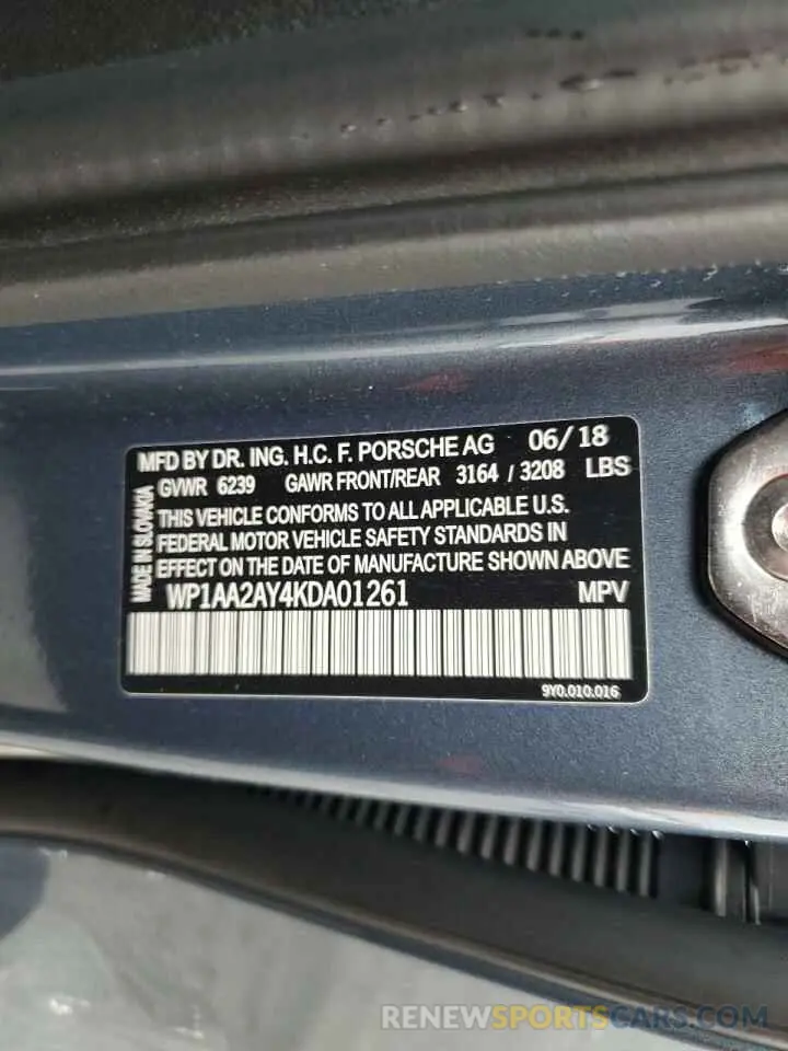 13 Photograph of a damaged car WP1AA2AY4KDA01261 PORSCHE CAYENNE 2019