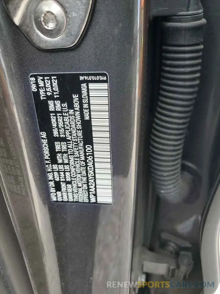 12 Photograph of a damaged car WP1AA2AY5KDA06100 PORSCHE CAYENNE 2019