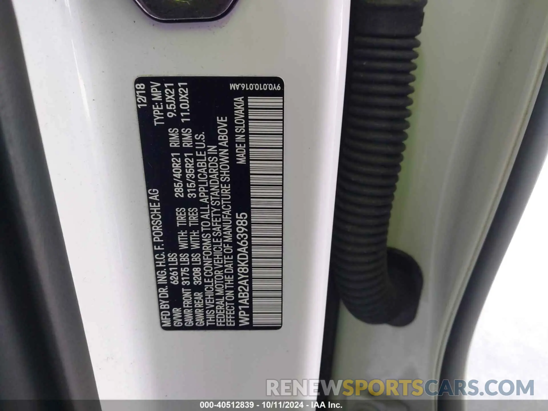 9 Photograph of a damaged car WP1AB2AY8KDA63985 PORSCHE CAYENNE 2019