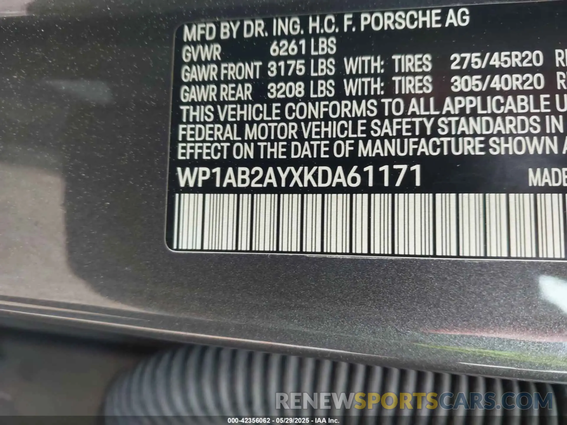 9 Photograph of a damaged car WP1AB2AYXKDA61171 PORSCHE CAYENNE 2019