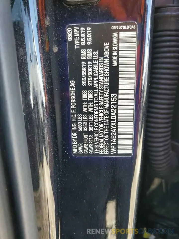 13 Photograph of a damaged car WP1AE2AYXLDA22153 PORSCHE CAYENNE 2020