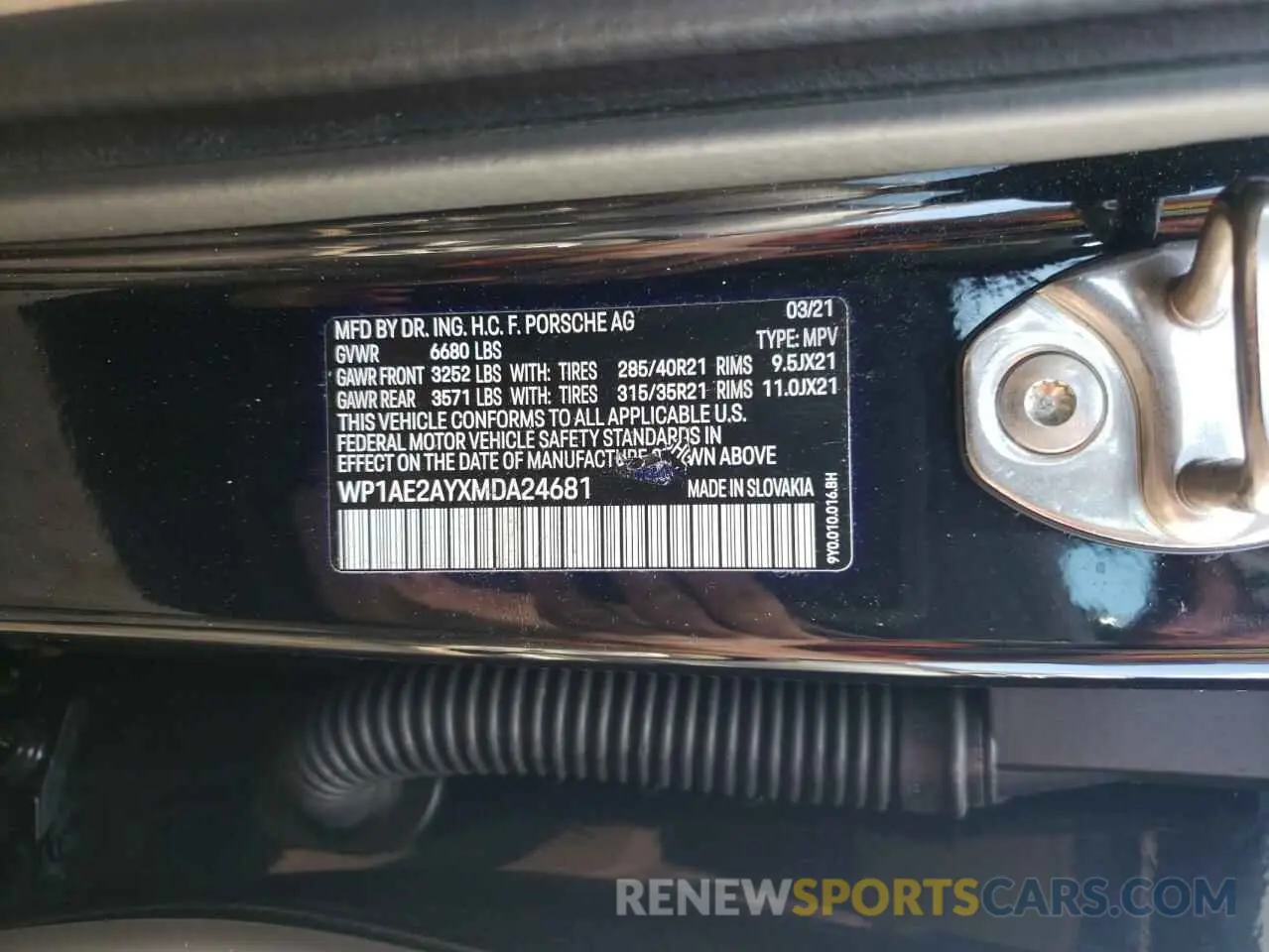 14 Photograph of a damaged car WP1AE2AYXMDA24681 PORSCHE CAYENNE 2021