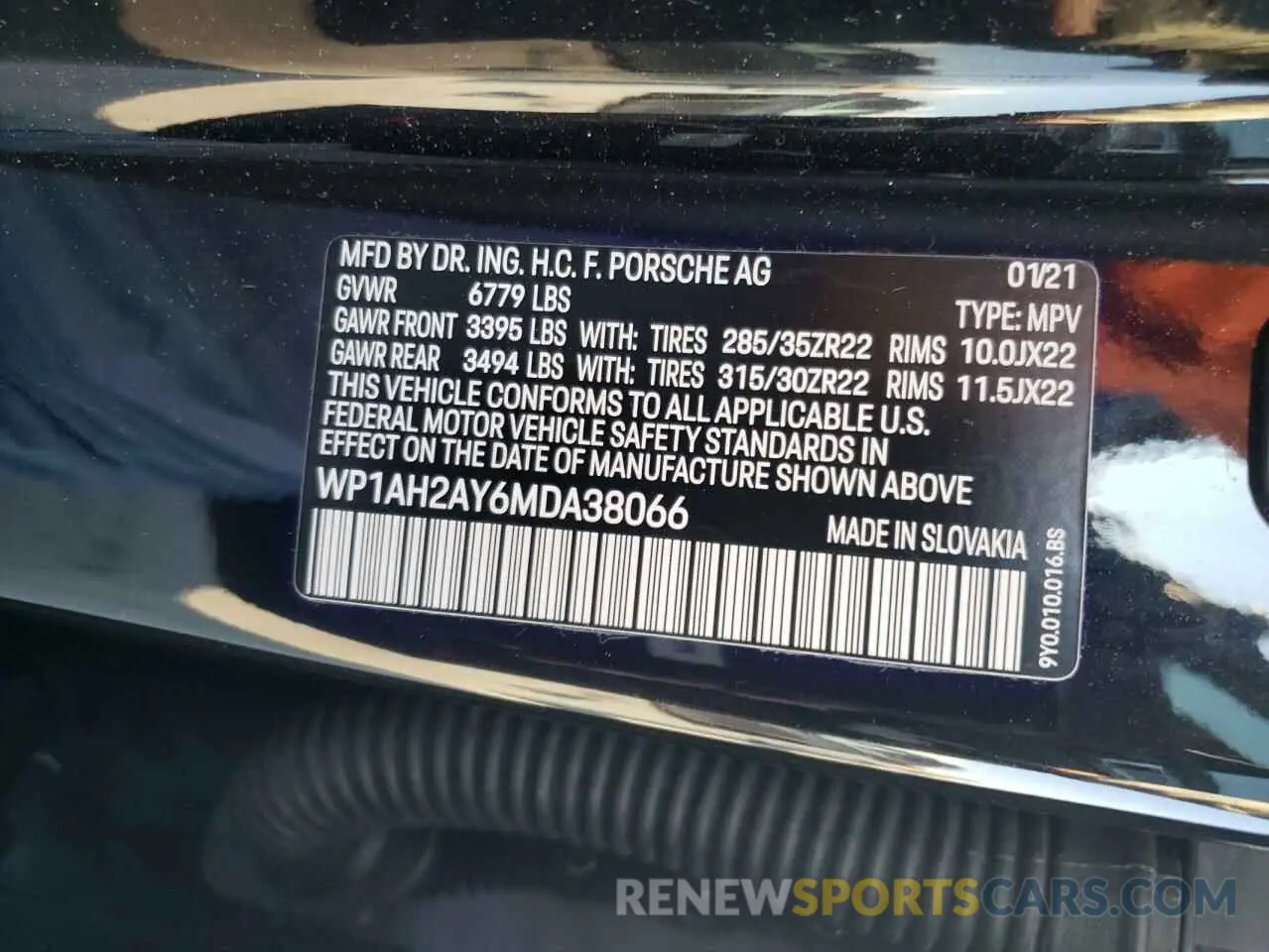 13 Photograph of a damaged car WP1AH2AY6MDA38066 PORSCHE CAYENNE 2021