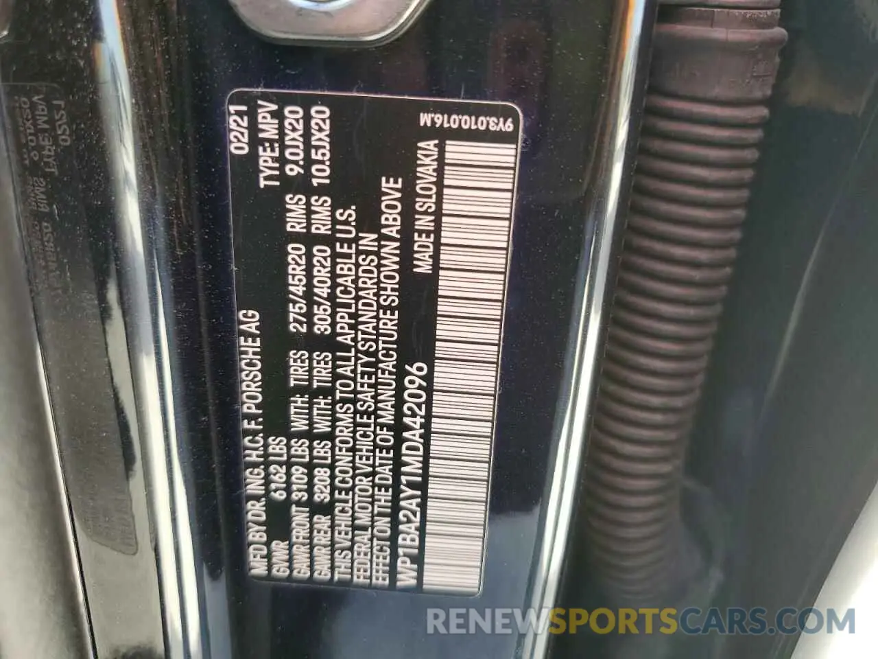 13 Photograph of a damaged car WP1BA2AY1MDA42096 PORSCHE CAYENNE 2021