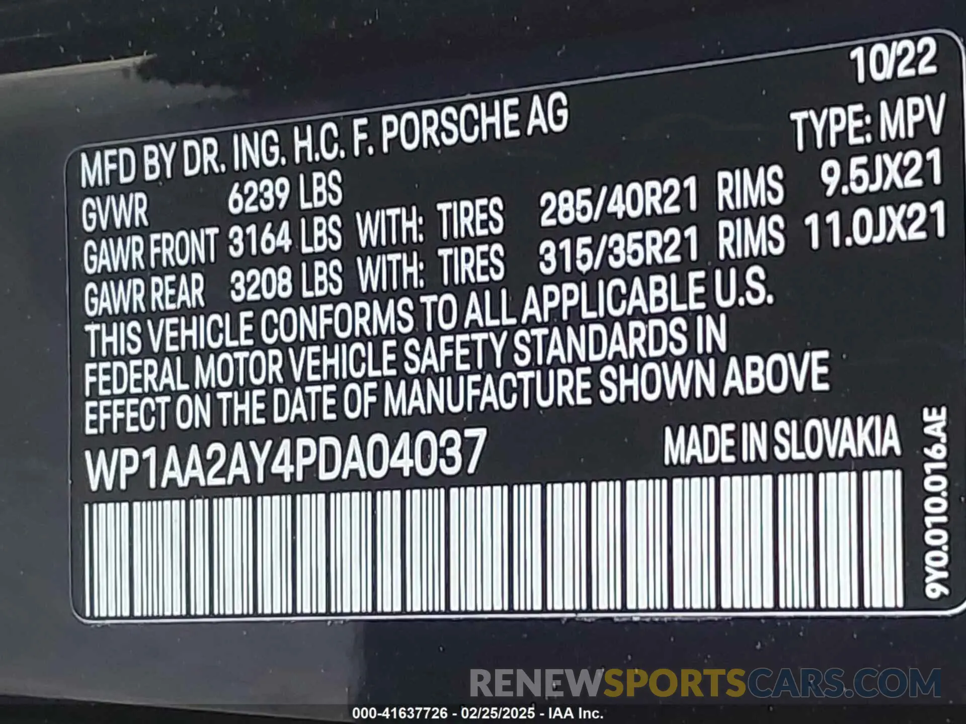 9 Photograph of a damaged car WP1AA2AY4PDA04037 PORSCHE CAYENNE 2023