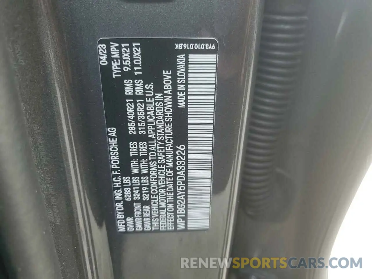 13 Photograph of a damaged car WP1BG2AY5PDA33226 PORSCHE CAYENNE 2023