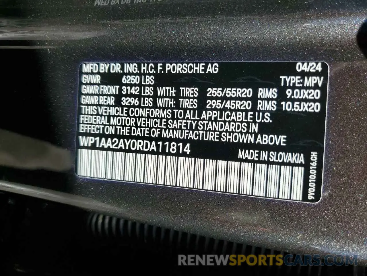 14 Photograph of a damaged car WP1AA2AY0RDA11814 PORSCHE CAYENNE 2024