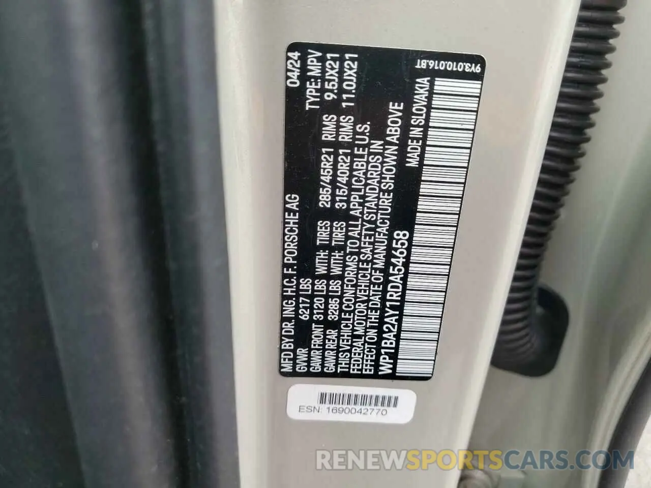 14 Photograph of a damaged car WP1BA2AY1RDA54658 PORSCHE CAYENNE 2024