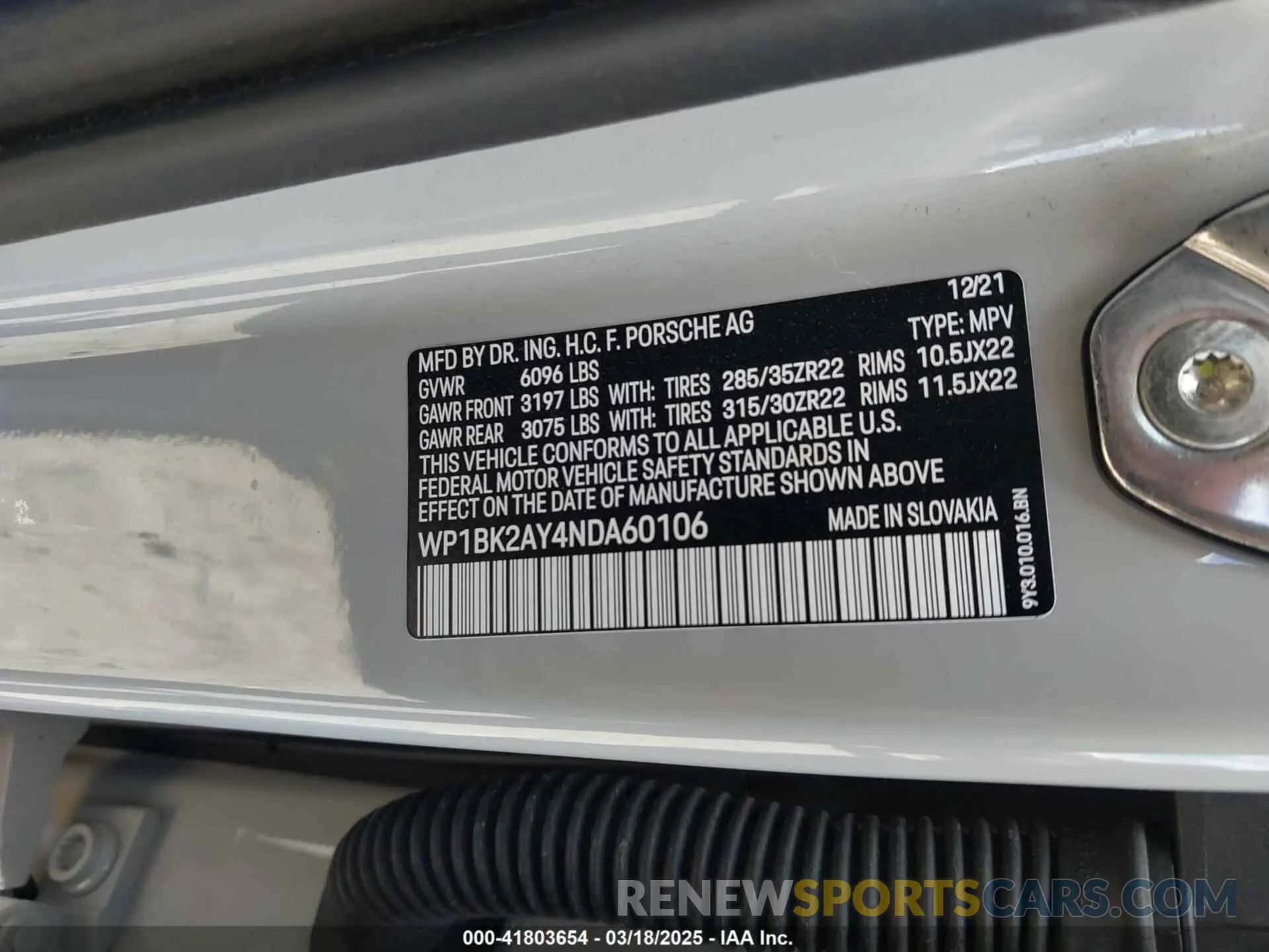 9 Photograph of a damaged car WP1BK2AY4NDA60106 PORSCHE CAYENNE COUPE 2022
