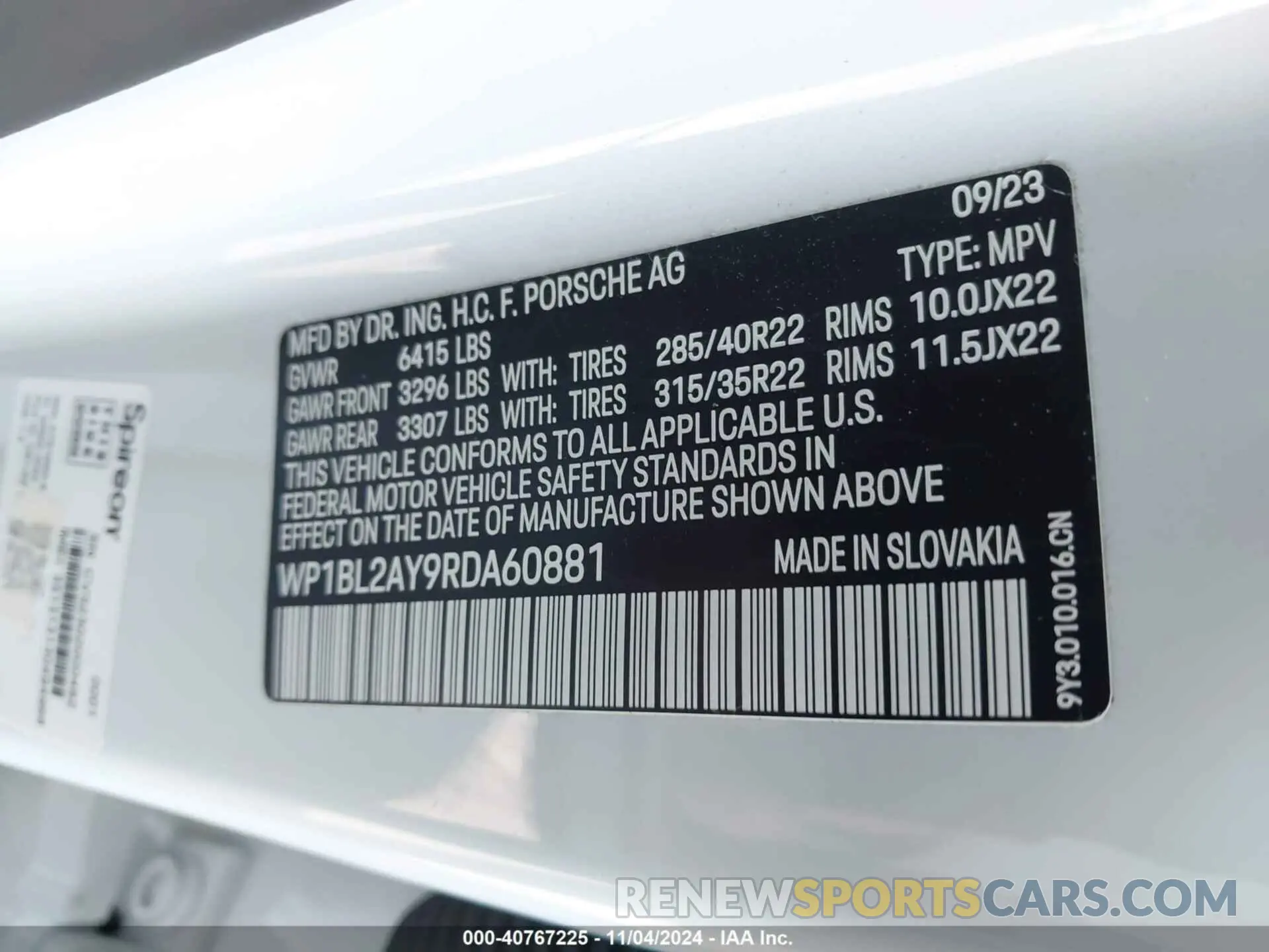 9 Photograph of a damaged car WP1BL2AY9RDA60881 PORSCHE CAYENNE COUPE 2024