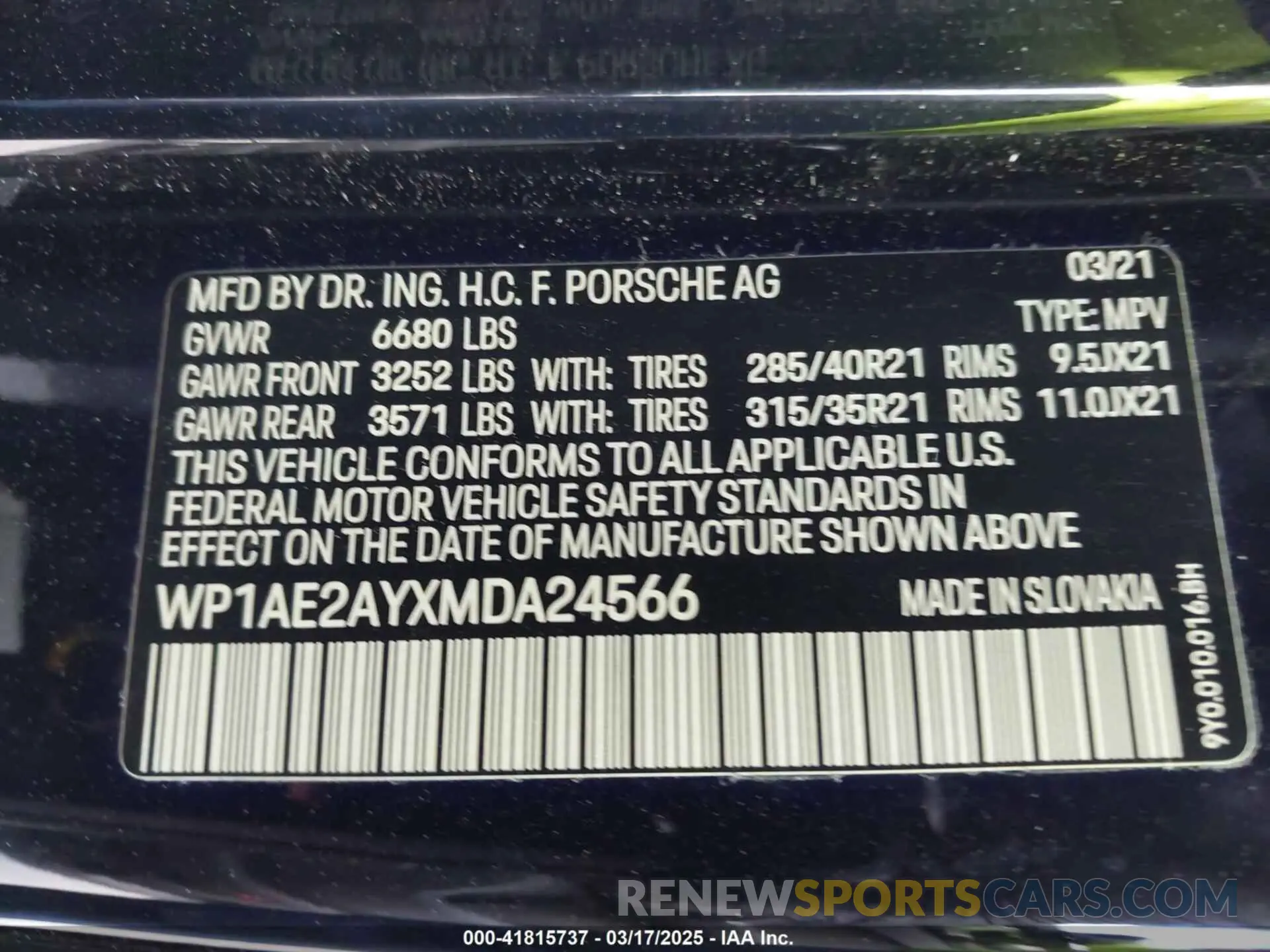 9 Photograph of a damaged car WP1AE2AYXMDA24566 PORSCHE CAYENNE E-HYBRID 2021