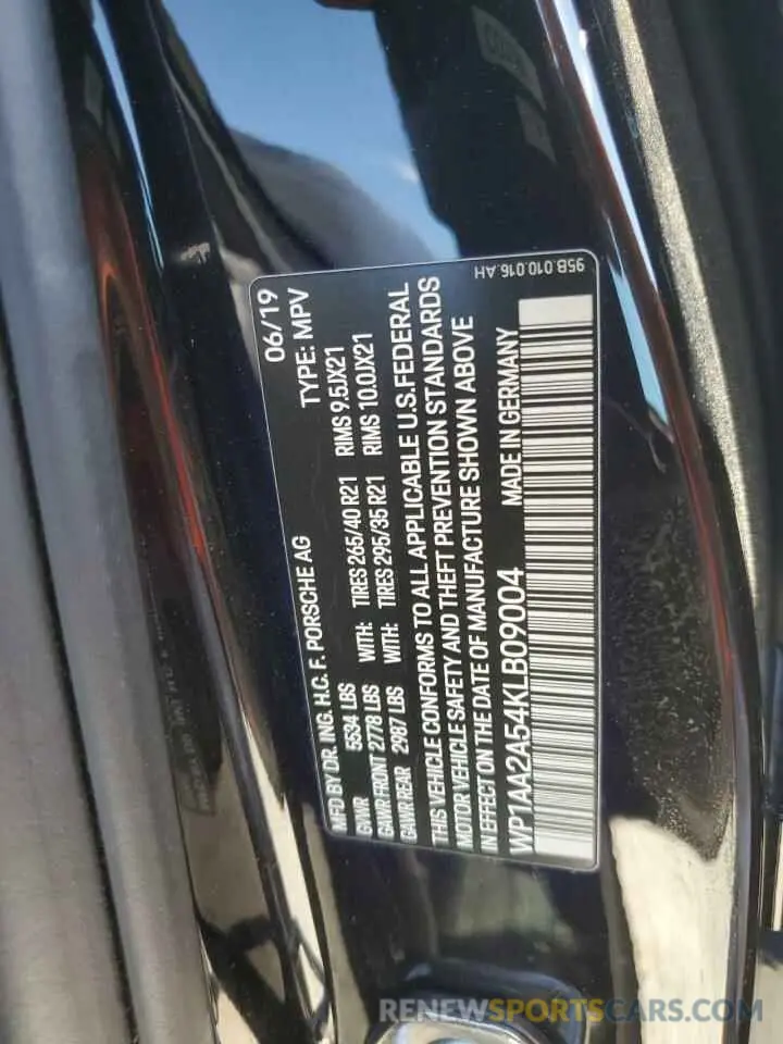 13 Photograph of a damaged car WP1AA2A54KLB09004 PORSCHE MACAN 2019