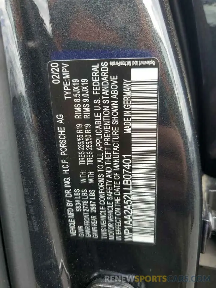 13 Photograph of a damaged car WP1AA2A52LLB07401 PORSCHE MACAN 2020