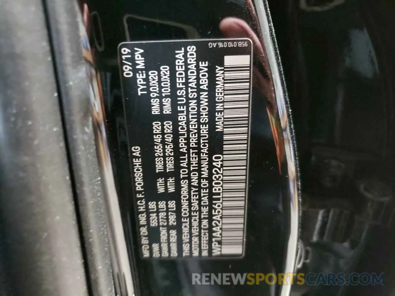 15 Photograph of a damaged car WP1AA2A56LLB03240 PORSCHE MACAN 2020
