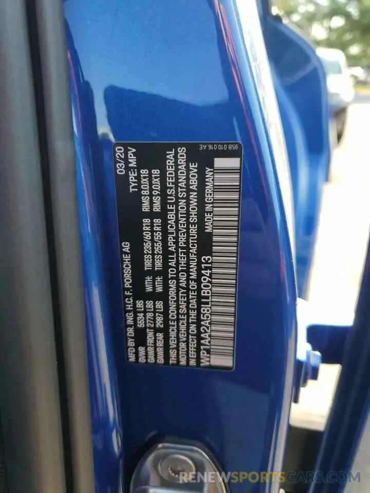 13 Photograph of a damaged car WP1AA2A58LLB09413 PORSCHE MACAN 2020