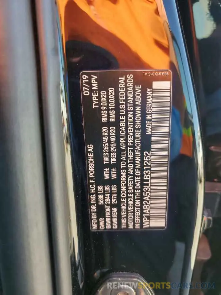 13 Photograph of a damaged car WP1AB2A53LLB31252 PORSCHE MACAN 2020