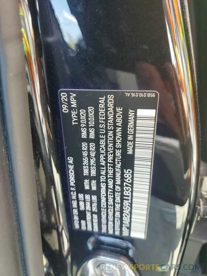 13 Photograph of a damaged car WP1AB2A59LLB37685 PORSCHE MACAN 2020