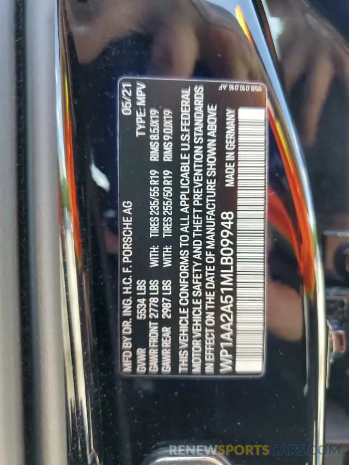 13 Photograph of a damaged car WP1AA2A51MLB09948 PORSCHE MACAN 2021