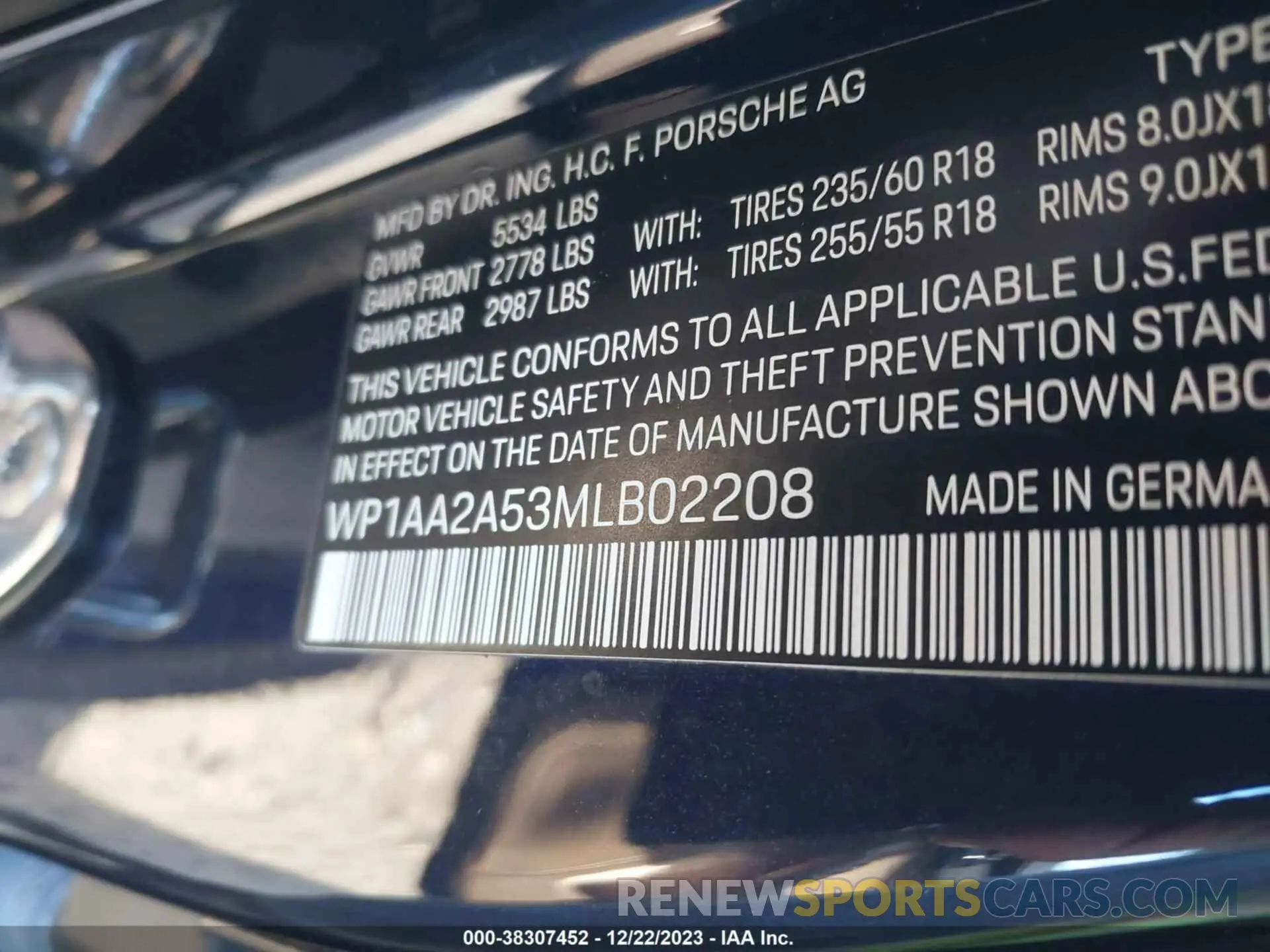 9 Photograph of a damaged car WP1AA2A53MLB02208 PORSCHE MACAN 2021