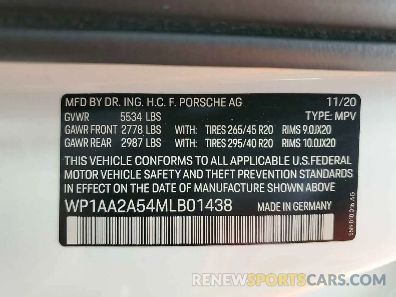 12 Photograph of a damaged car WP1AA2A54MLB01438 PORSCHE MACAN 2021