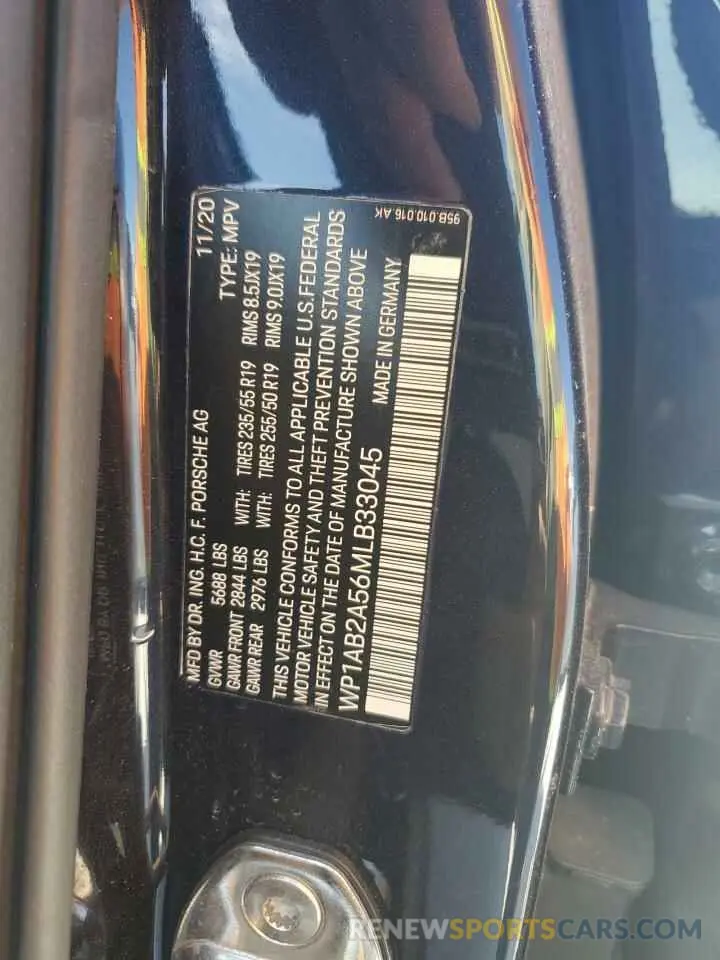 14 Photograph of a damaged car WP1AB2A56MLB33045 PORSCHE MACAN 2021